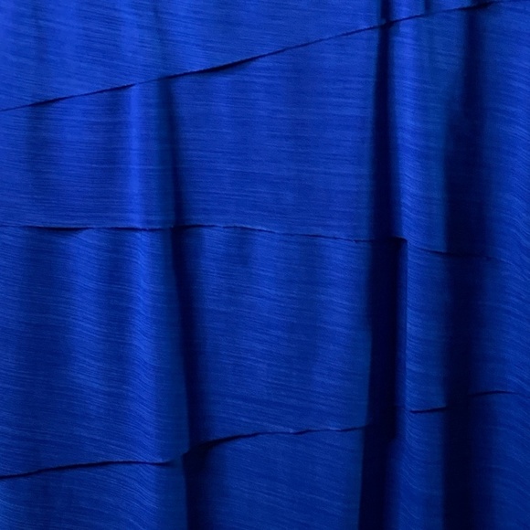 Tahari ASL Dress Size 8 Cobalt Blue Layered Skirt 3/4 Length Sleeves Career - Picture 7 of 11